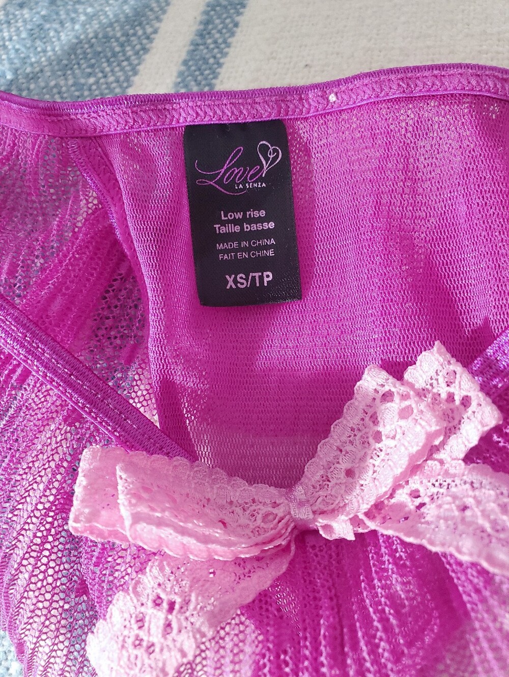 Vintage La SENZA "LOVE" Line- Magenta Skirt Trim Low Rise Panty - Picture 7 of 8